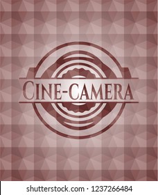 Cine-camera red seamless polygonal badge.