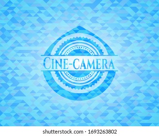 Cine-camera sky blue mosaic emblem