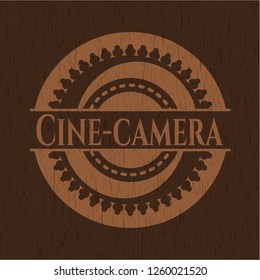 Cine-camera wood emblem. Vintage.