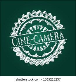 Cine-camera written on a chalkboard