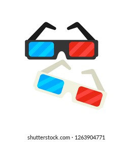 Cinema 3d glasses. Cartoon style icon Colorful flat vector illustration isolated on white background.