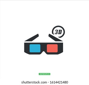 Cinema 3d glasses icon vector