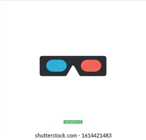 Cinema 3d glasses icon vector
