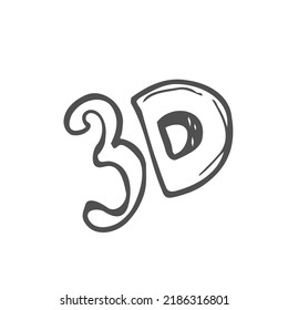 Cinema 3D logo. Line sketch. Cinema concept