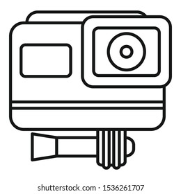 Cinema action camera icon. Outline cinema action camera vector icon for web design isolated on white background