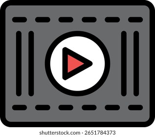 Línea de App de cine llena de diseño de iconos