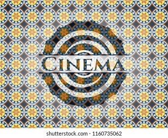 Cinema arabic emblem background. Arabesque decoration.