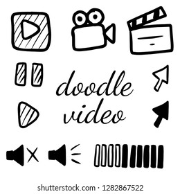 Cinema arts hand drawn decorative icons set vector illustration