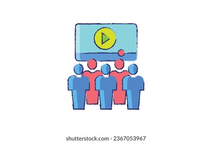 Cinema audience hand drawn vector illustration