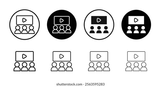 cinema audience icon Flat outline fill set collection