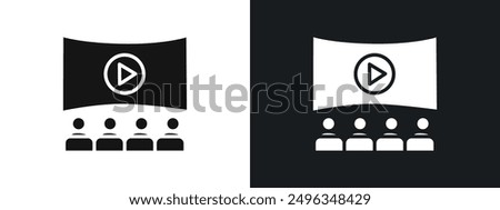 cinema audience icon linear graphics set vector in black