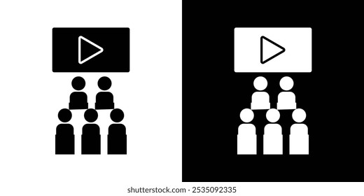 Icono de audiencia de cine Logo lineal aislado