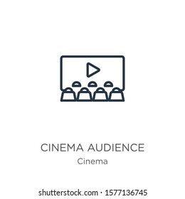 Cinema audience icon. Thin linear cinema audience outline icon isolated on white background from cinema collection. Line vector sign, symbol for web and mobile