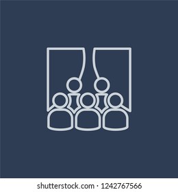 cinema audience icon. Trendy flat vector line cinema audience icon on dark blue background from Cinema collection. 