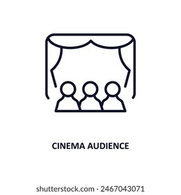 cinema audience outline icon.  Thin line icon from cinema collection. Editable vector isolated on white background