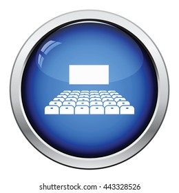 Cinema auditorium icon. Glossy button design. Vector illustration.