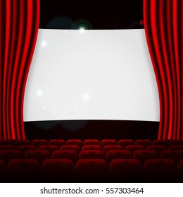 Cinema auditorium with screen and seats