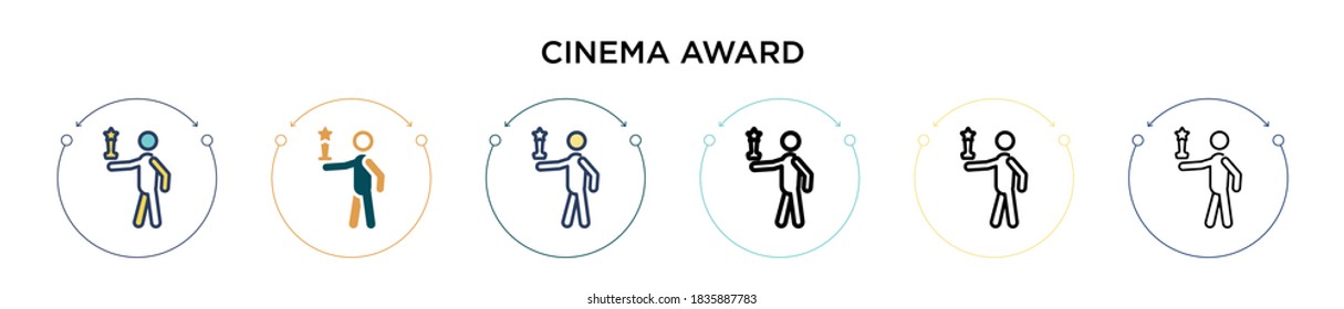 Kino-Preis-Icon in vollem, dünnen Linie, Umriss und Strich-Stil. Vektorgrafik von zwei farbigen und schwarzen Kinopreisen Vektorgrafiken-Designs kann für mobile, i, i, web-basierte