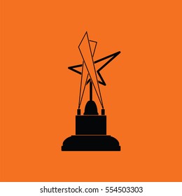 Cinema award icon. Orange background with black. Vector illustration.