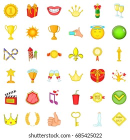 Cinema award icons set. Cartoon style of 36 cinema award vector icons for web isolated on white background