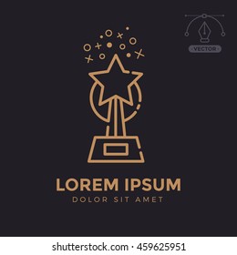 Cinema award linear icon. Vector template logo elements.