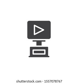 Cinema award trophy vector icon. filled flat sign for mobile concept and web design. Video blogging award glyph icon. Symbol, logo illustration. Vector graphics