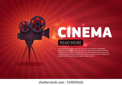 Cinema background or banner. Movie flyer or ticket template