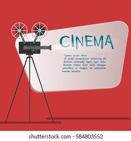 Cinema background or banner. Movie flyer or ticket template. Vector illustration.