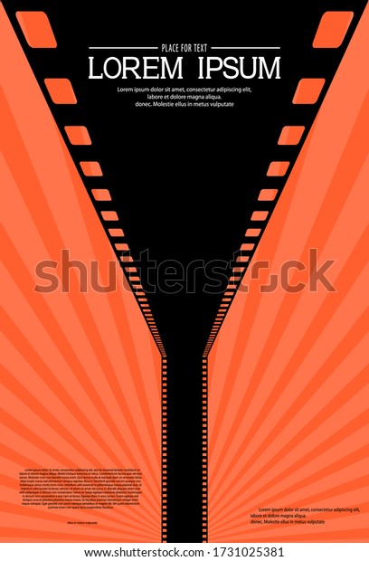 Cinema background. Silhouette film strip on
the way. Retro movie design template for festival, banner, flyer,
leaflet, poster with place for your text. Movie time concept.
Vector illustration