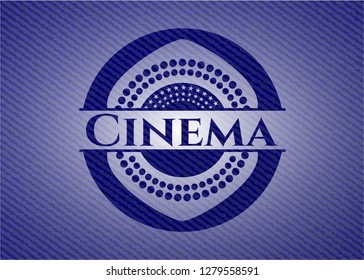 Cinema badge with denim texture