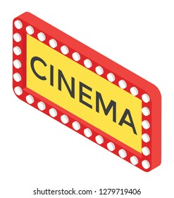 Cinema, big screen, isometric icon
