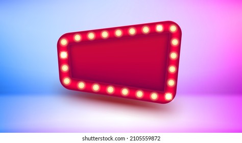Cinema board with lightbulbs. 3d vector illustration