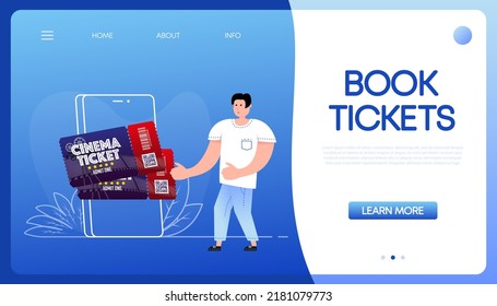 Cinema book ticket Card. Music, movie festival. Vector illustration.