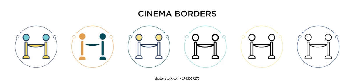 Cinema borders icon in filled, thin line, outline and stroke style. Vector illustration of two colored and black cinema borders vector icons designs can be used for mobile, ui, web
