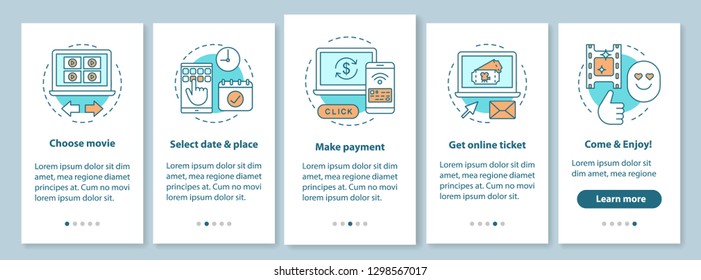 Cinema Brochure Template Layout. Theatre Event. 3d Film Ticket Payment. Flyer, Booklet Print Design With Linear Illustrations. Vector Page Layouts For Magazines, Annual Reports, Advertising Posters