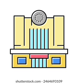 Cinema Building Farbe Symbol Vektorgrafik. Cinema Building Zeichen. Isolierte Symboldarstellung
