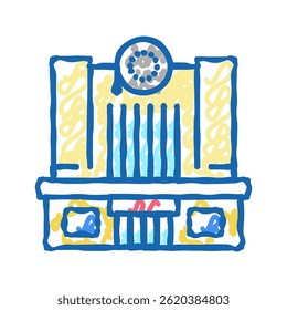 cinema building doodle icon sketch vector. cinema building sign. isolated symbol illustration