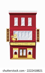 Cinema building, facade for city isolated on white background. Vector illustration.