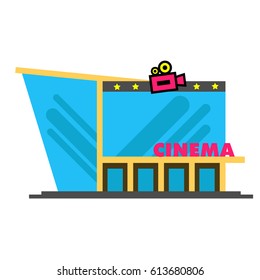 Cinema building flat style. Movie Theater.