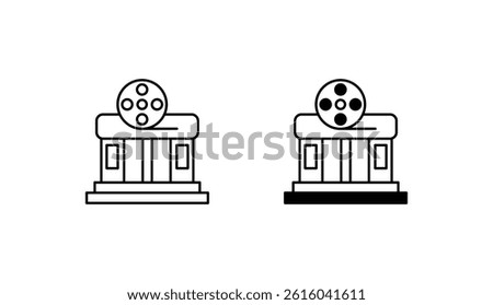 Cinema Building icon design with white background stock illustration