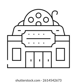cinema building line icon vector. cinema building sign. isolated contour symbol black illustration