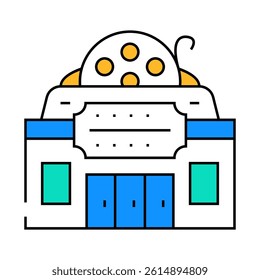 cinema building line icon vector. cinema building sign. isolated symbol illustration