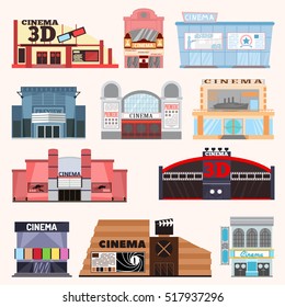 Cinema Building Vector Set.