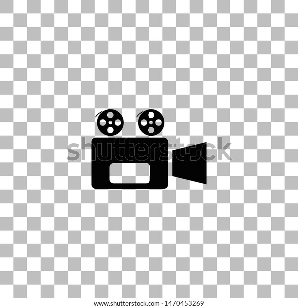 Cinema camera. Black flat icon on a\
transparent background. Pictogram for your\
project