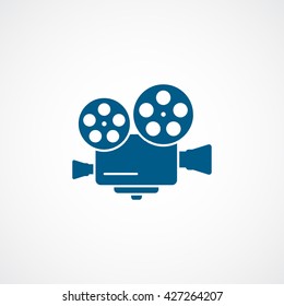 Cinema Camera Blue Flat Icon On White Background