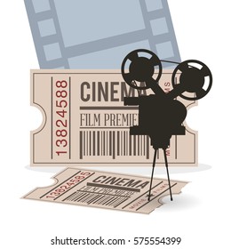cinema camera film ticket strip vector illustration eps 10