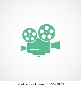 Cinema Camera Green Flat Icon On White Background