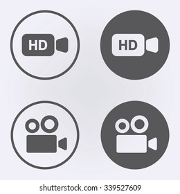 Cinema camera and HD video camera icon . Vector illustration