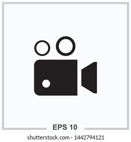 cinema camera icon black isolated vector illustration 