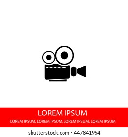 Cinema camera icon. Black icon on white background.